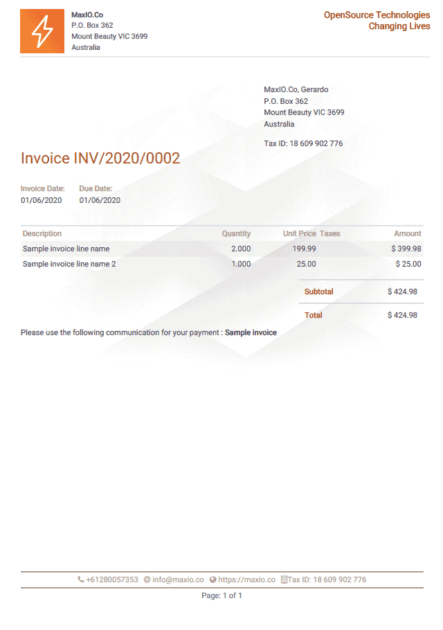 odoo invoice